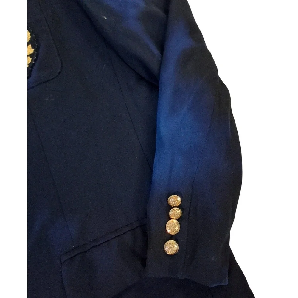 Lauren Ralph Lauren Blazer Womens 18W Navy‎ Wool Crest Gold Buttons Tie Dye USA